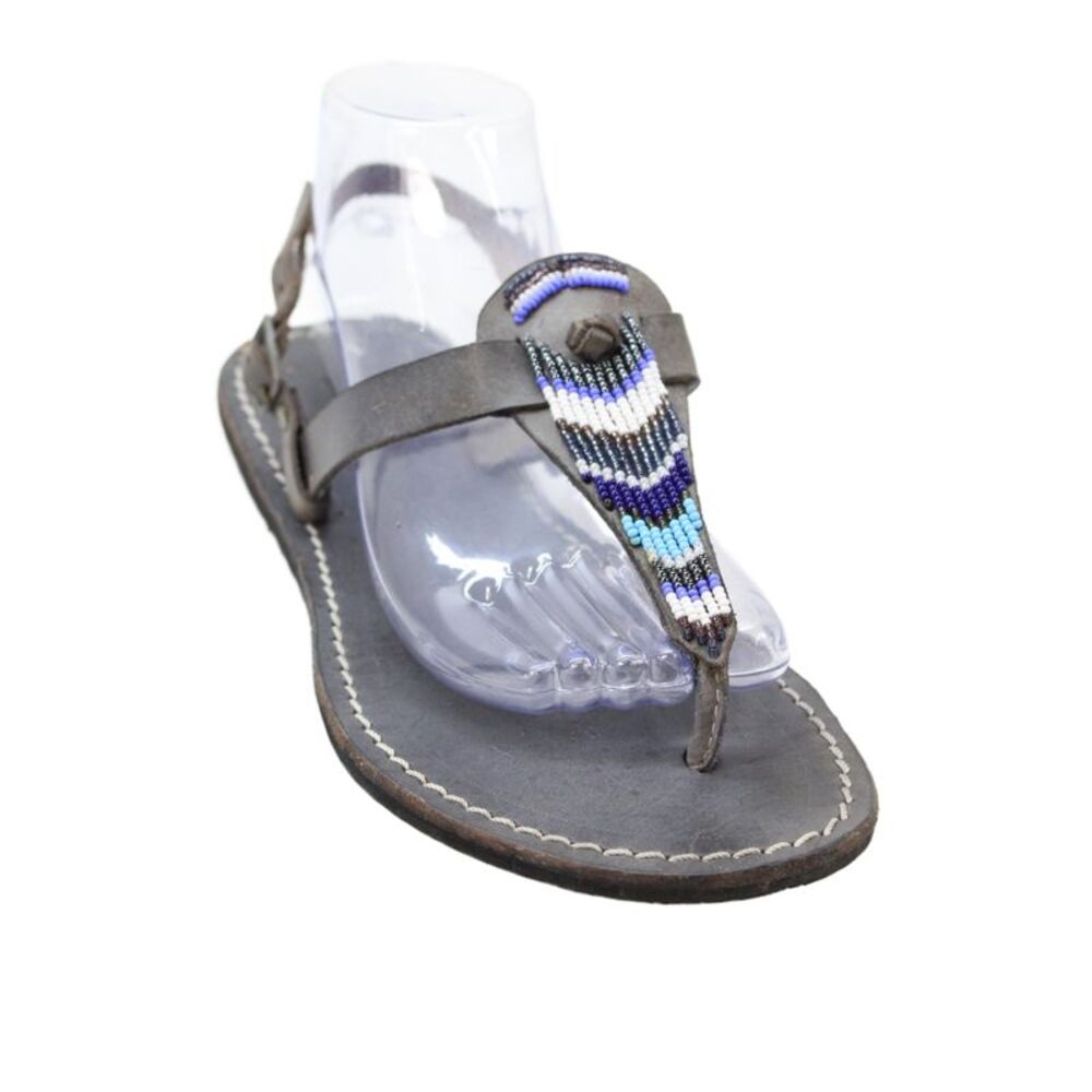 Laidback London Womens Beaded Thong Sandals Blue Size 41 11